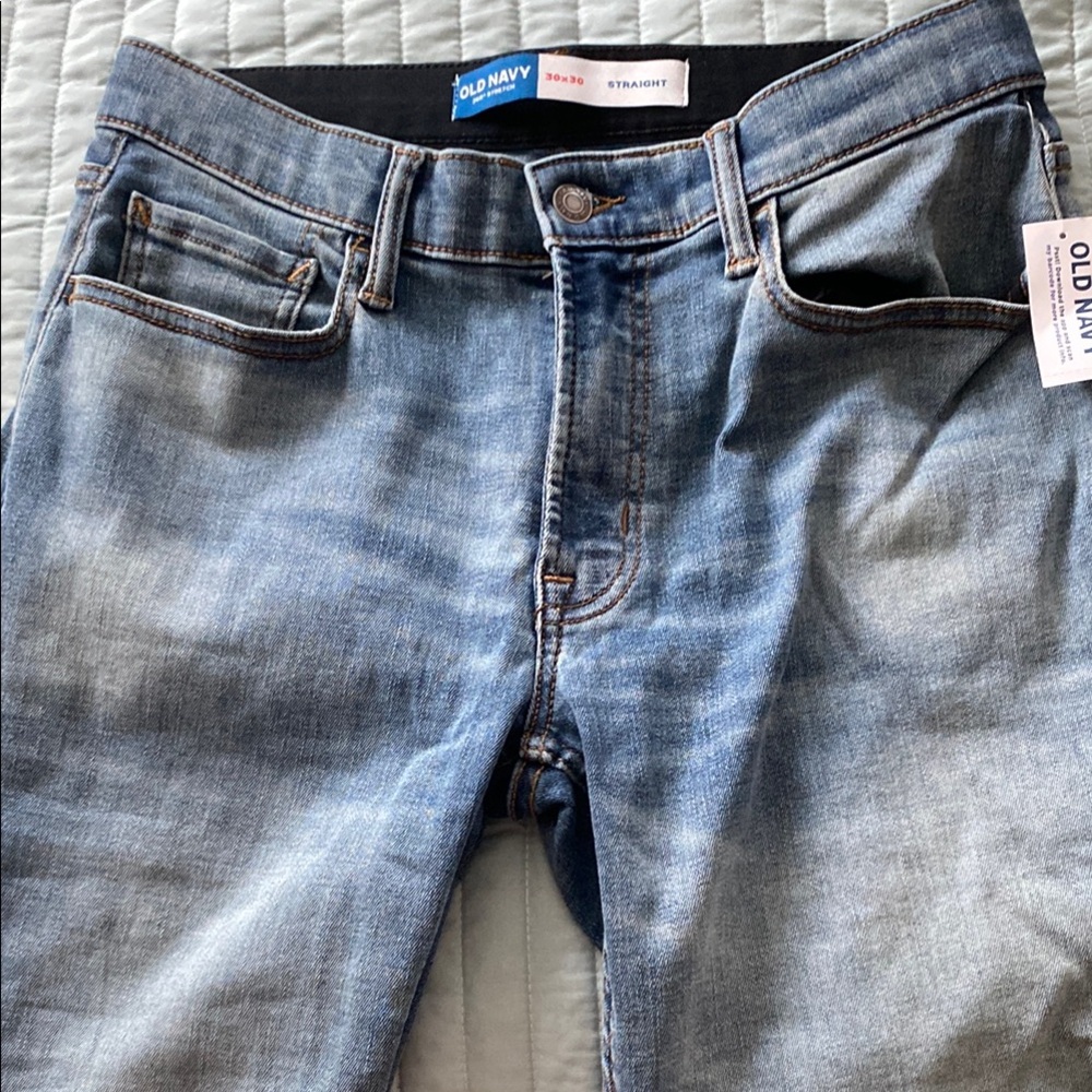 Old Navy Blue Straight Leg Jeans with Classic Denim Texture